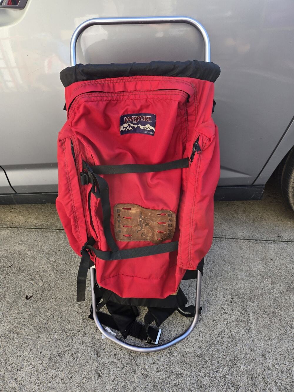 vintage jansport external frame backpack Large Red Used In Good Condition 38x15